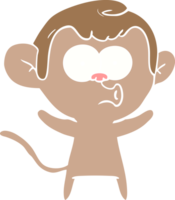 flat color style cartoon surprised monkey png