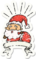 grunge sticker of tattoo style santa claus christmas character with sack png