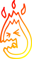 warm gradient line drawing cartoon screaming flame png