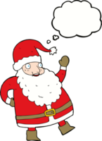 funny waving santa claus cartoon with thought bubble png