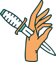 tattoo style icon of a dagger in the hand png