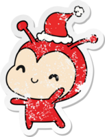 kerst verontruste sticker cartoon van kawaii lieveheersbeestje png