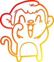 warm gradient line drawing cartoon laughing monkey png