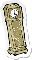 retro distressed sticker of a cartoon grandfather clock png