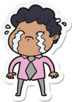 sticker of a cartoon man crying png