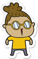 sticker of a cartoon woman wearing spectacles png