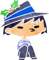 weihnachtsretro-karikatur des kawaii jungen png