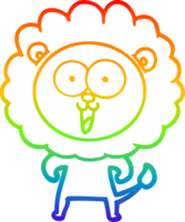 linha de gradiente de arco-íris desenhando leão de desenho animado feliz png