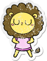 distressed sticker of a cartoon lion png