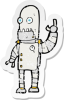 Retro-Distressed-Aufkleber eines winkenden Cartoon-Roboters png