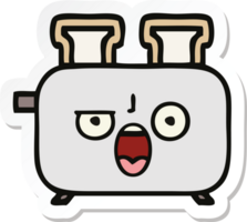 sticker of a cute cartoon of a toaster png