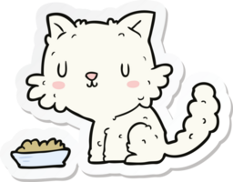 klistermärke av en tecknad katt och mat png