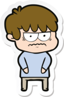 sticker of a annoyed cartoon boy png