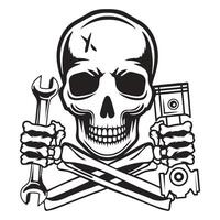 Skull mechanic logo design template, Hardcore mechanic logo clipart, for cricut machines. vector