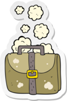 sticker of a cartoon old work bag png