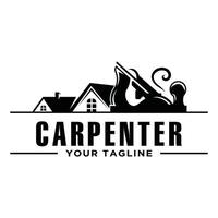 Carpenter logo design template, Woodworking tools logo design clipart. vector