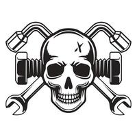 Skull mechanic logo design template, Hardcore mechanic logo clipart, for cricut machines. vector