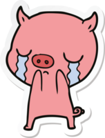 pegatina de un cerdo de dibujos animados llorando png