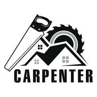 Carpenter logo design template, Woodworking tools logo design clipart. vector