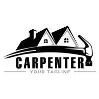 Carpenter logo design template, Woodworking tools logo design clipart. vector