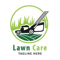 Lawncare logo design template, Lawn mower logo clipart. Suitable for landscaping business. vector