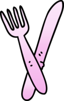 quirky gradient shaded cartoon cutlery png