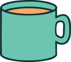 tattoo style icon of cup of coffee png