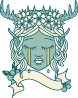 sad elf druid character face illustration png