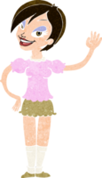 caricatura, saludar, mujer png