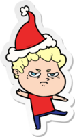 pegatina, caricatura, de, un, enojado, hombre, llevando, santa sombrero png