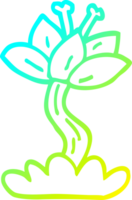 línea de gradiente frío dibujo flor de lilly de dibujos animados png