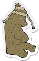 sticker of a cartoon bear in winter hat png