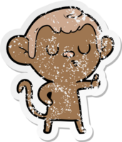 distressed sticker of a cartoon calm monkey png