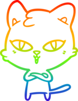 rainbow gradient line drawing cartoon cat png