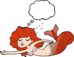 cartoon mermaid with thought bubble png