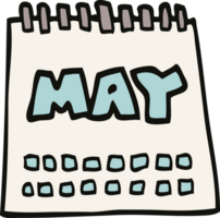 calendrier de doodle de dessin animé montrant le mois de mai png