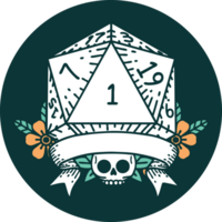 natural one d20 dice roll icon png