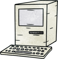 textured cartoon doodle of a computer and keyboard png