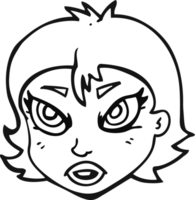 noir et blanc dessin animé en colère femelle visage png