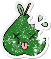 distressed sticker of a cute cartoon pear png