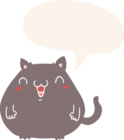 gato de desenho animado e bolha de fala em estilo retrô png