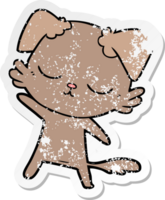 distressed sticker of a cute cartoon dog png