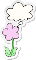 niedliche Cartoon-Blume und Gedankenblase als bedruckter Sticker png