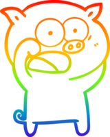 rainbow gradient line drawing cartoon pig shouting png