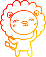 leão de desenho animado de desenho de linha de gradiente quente png