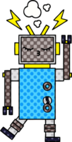 comic book style cartoon malfunctioning robot png