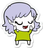 sticker of a happy cartoon elf girl png