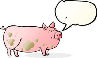 discours bulle dessin animé boueux porc png