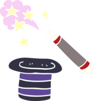 chapeau et baguette de magiciens doodle dessin animé png