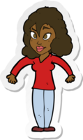 sticker of a cartoon woman shrugging shoulders png